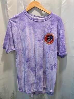 DMRC Death March Running Company Purple Tie-Dye Short Sleeve Tee with Skull Logo